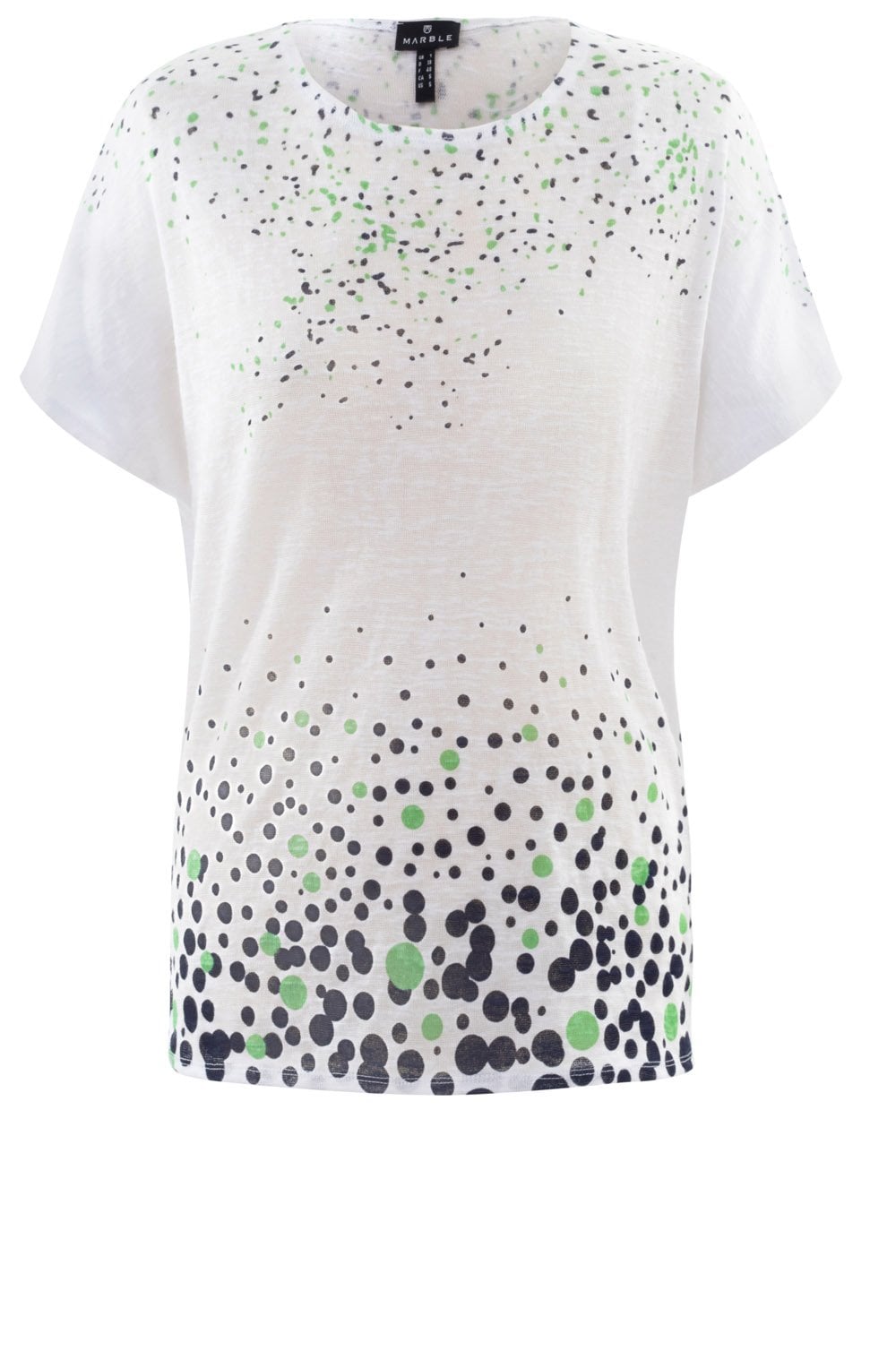 Navy & Green Spot Print Top