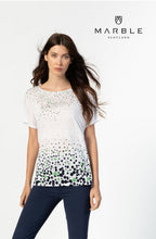 Navy & Green Spot Print Top