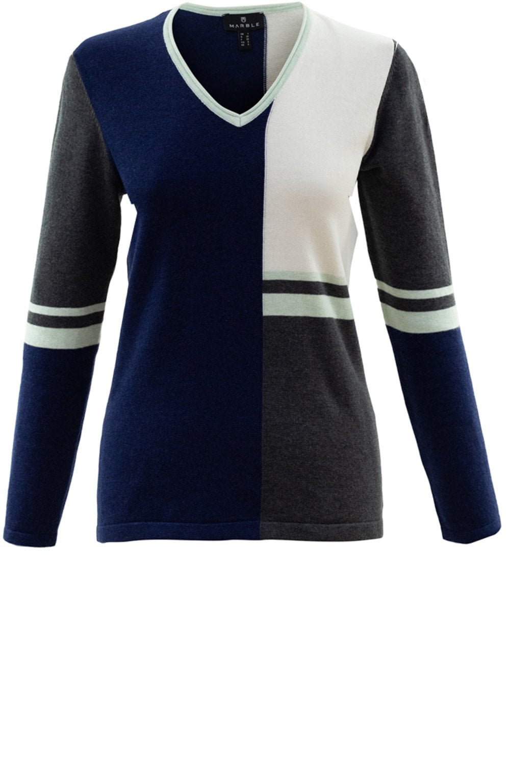 Navy & Grey Block Design Jumper