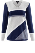 Navy & Grey Block Design Jumper