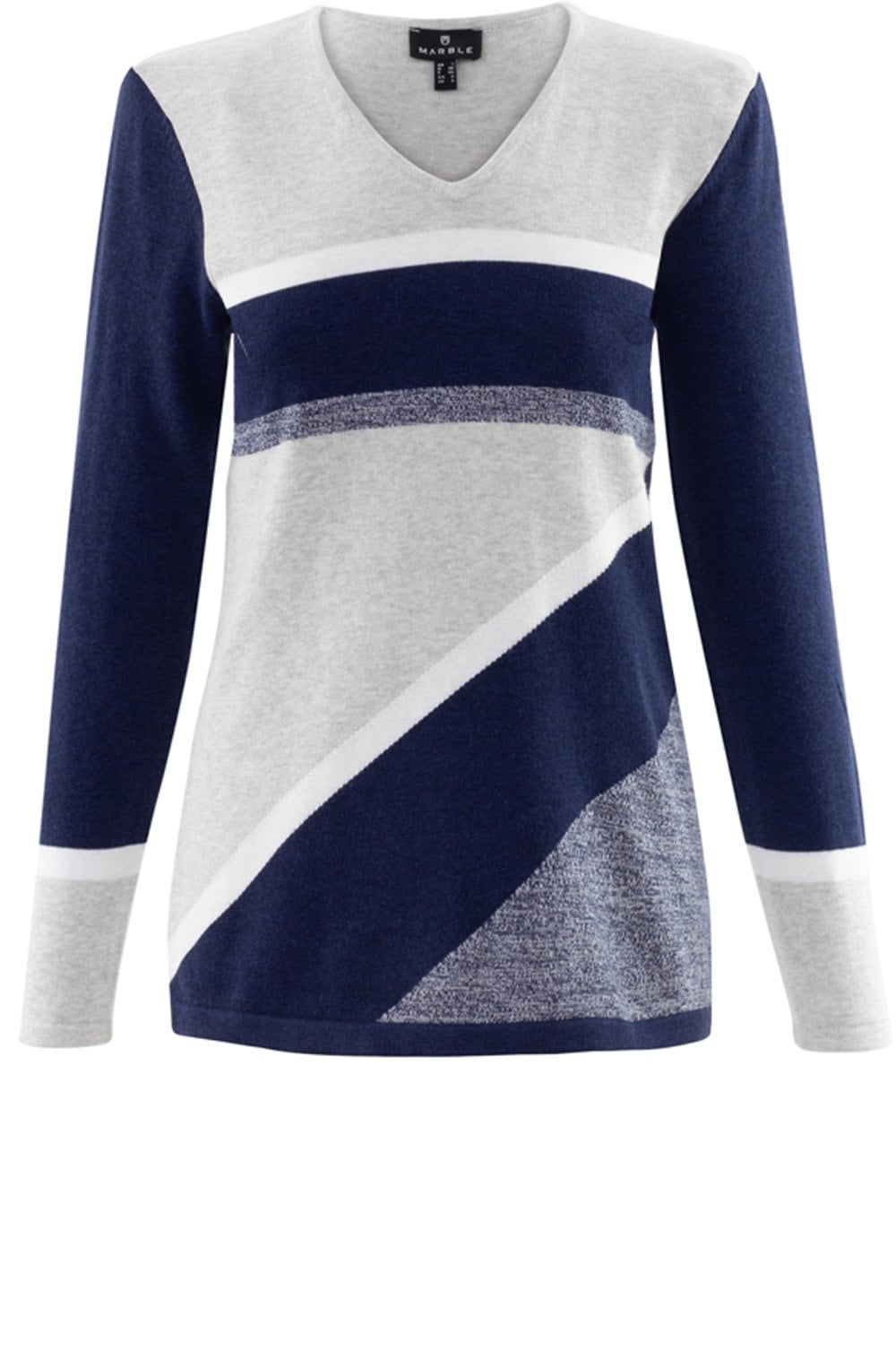 Navy & Grey Block Design Jumper