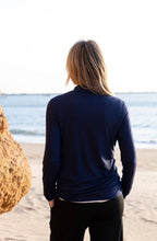 Navy Jersey Polo Neck Top