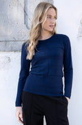 Navy Knitted Stripe and Delicate Sparkle Jumper