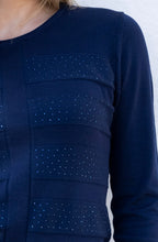Navy Knitted Stripe and Delicate Sparkle Jumper