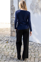 Navy Knitted Stripe and Delicate Sparkle Jumper