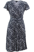 Navy Knotted Waist Jersey Dress