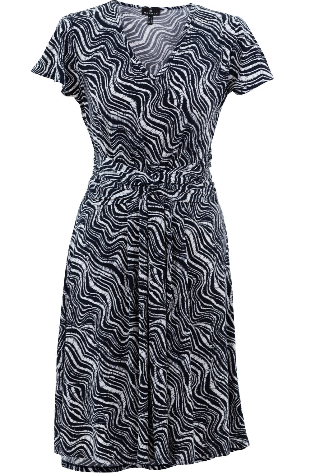 Navy Knotted Waist Jersey Dress