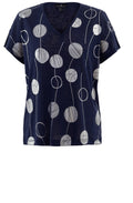 Navy Metallic Spot Print Top