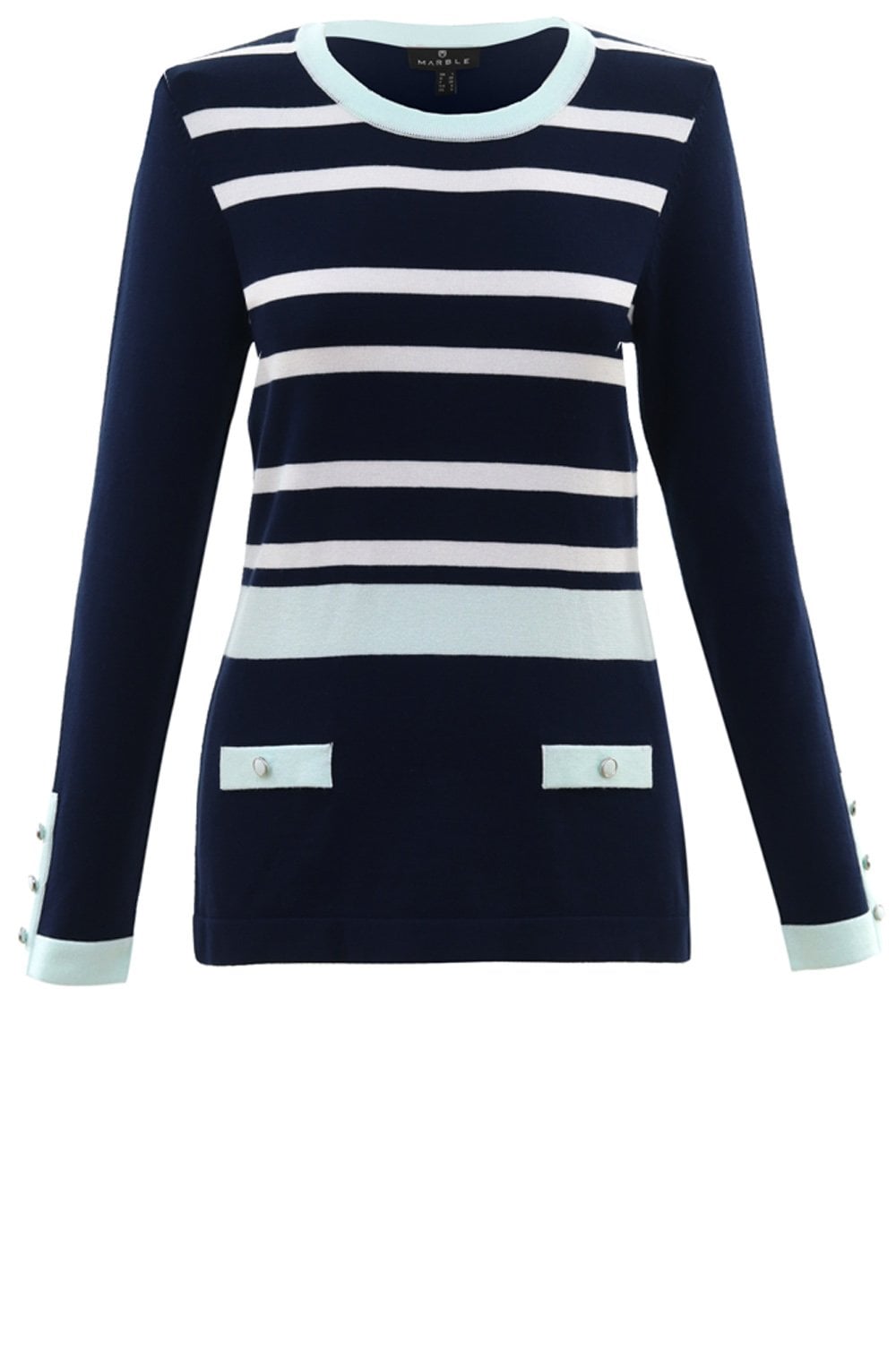 Navy & Mint Striped Jumper