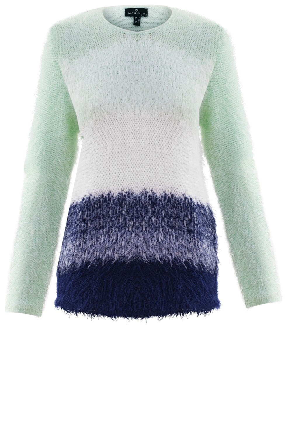 Navy & Mint Textured Knit Jumper