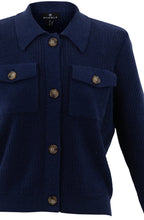 Navy Perforated Knit Cardigan