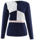 Navy & Pink Block Design Jumper