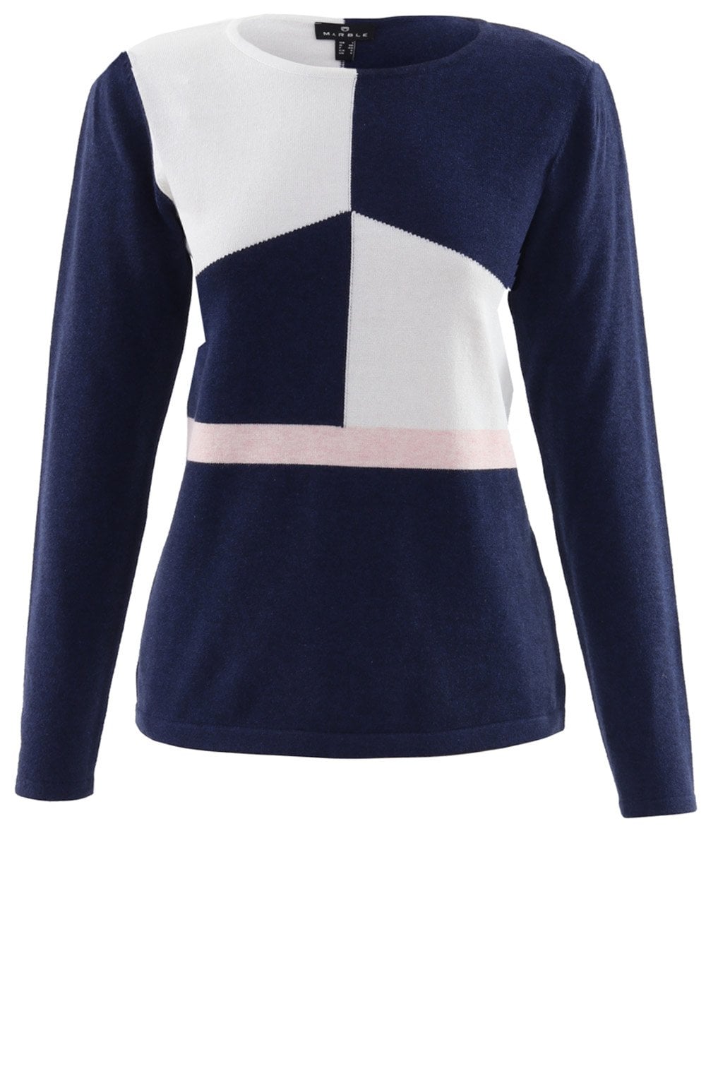 Navy & Pink Block Design Jumper
