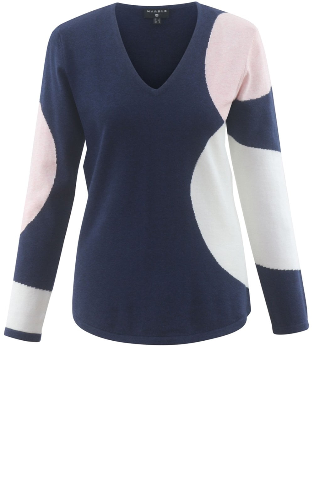 Marble Navy Pink Cotton Jumper
