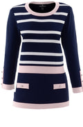 Navy & Pink Stripe Jumper