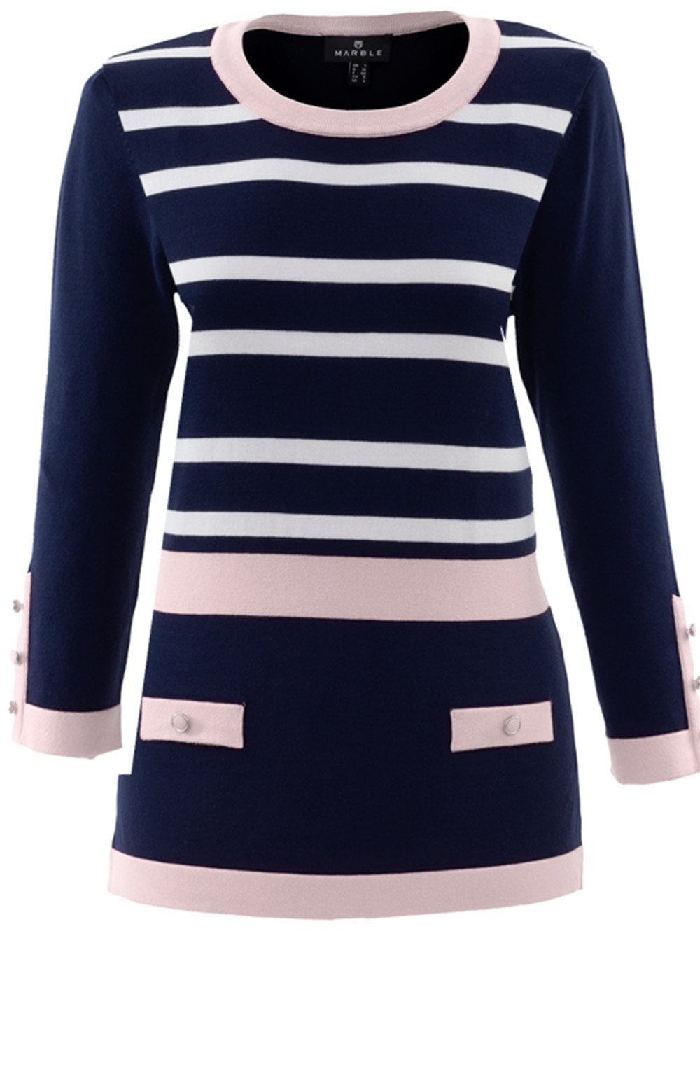 Navy & Pink Stripe Jumper