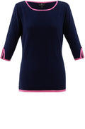 Navy Pink Trim Jumper