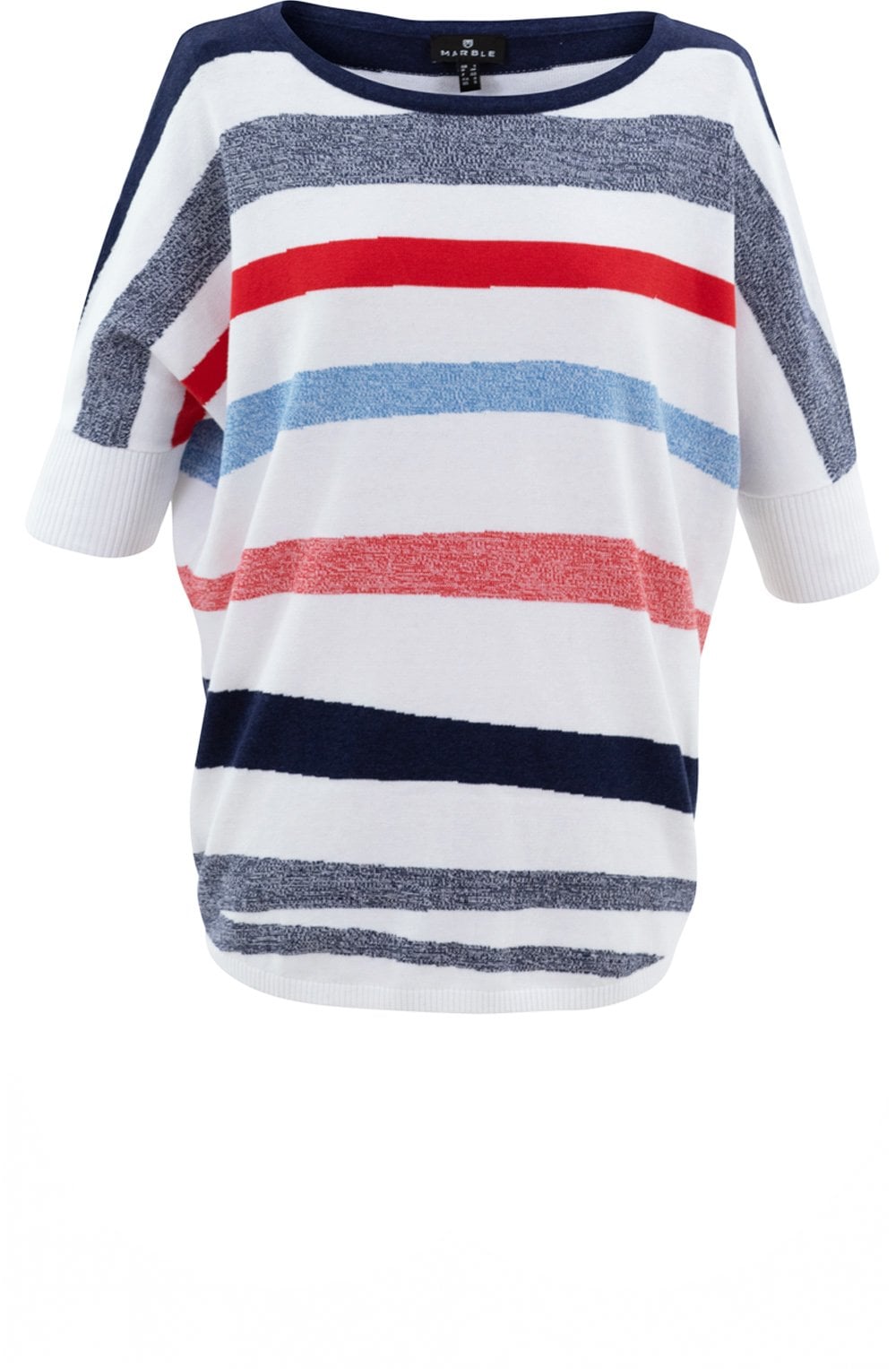 Navy Red and White Short Sleeved Sweater