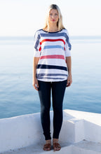 Navy Red and White Short Sleeved Sweater