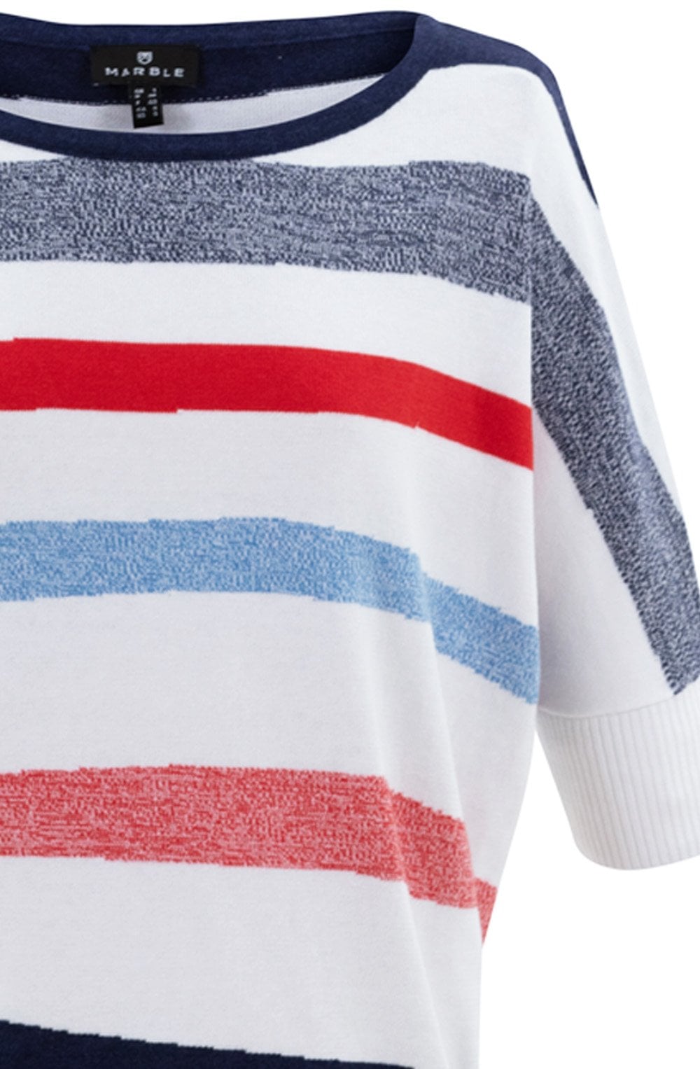 Navy Red and White Short Sleeved Sweater