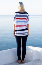 Navy Red and White Short Sleeved Sweater