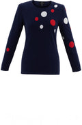 Navy Red and White Spot Fitted Jumper