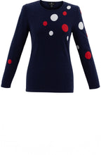 Navy Red and White Spot Fitted Jumper