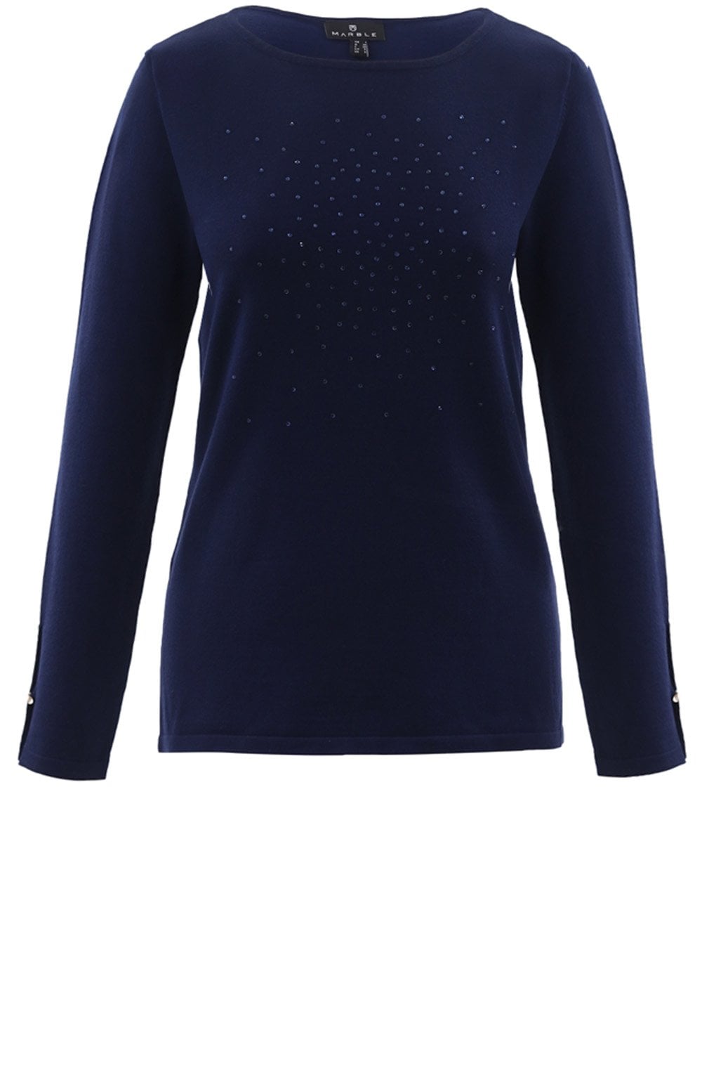 Navy Rhinestone Detailed Jumper
