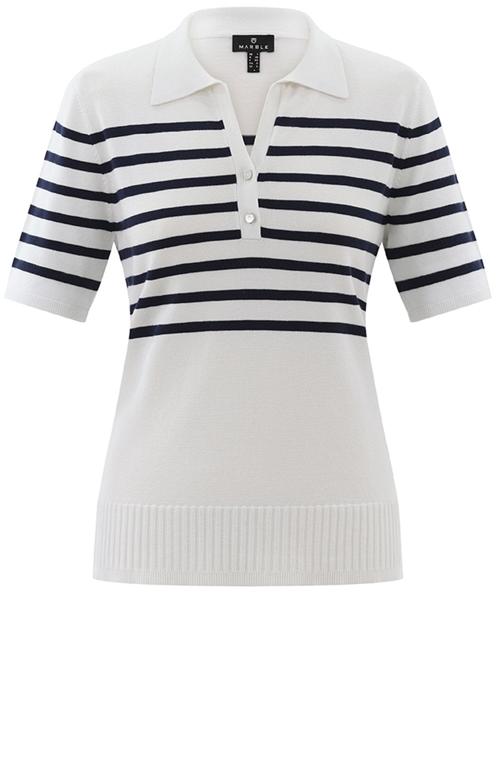 Navy Short Sleeved Collared Jumper