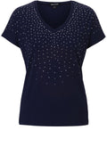 Navy Silver Rhinestone Detailed T Shirt