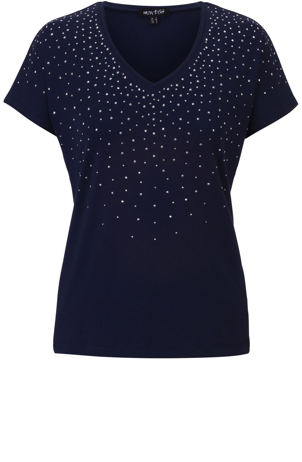 Navy Silver Rhinestone Detailed T Shirt