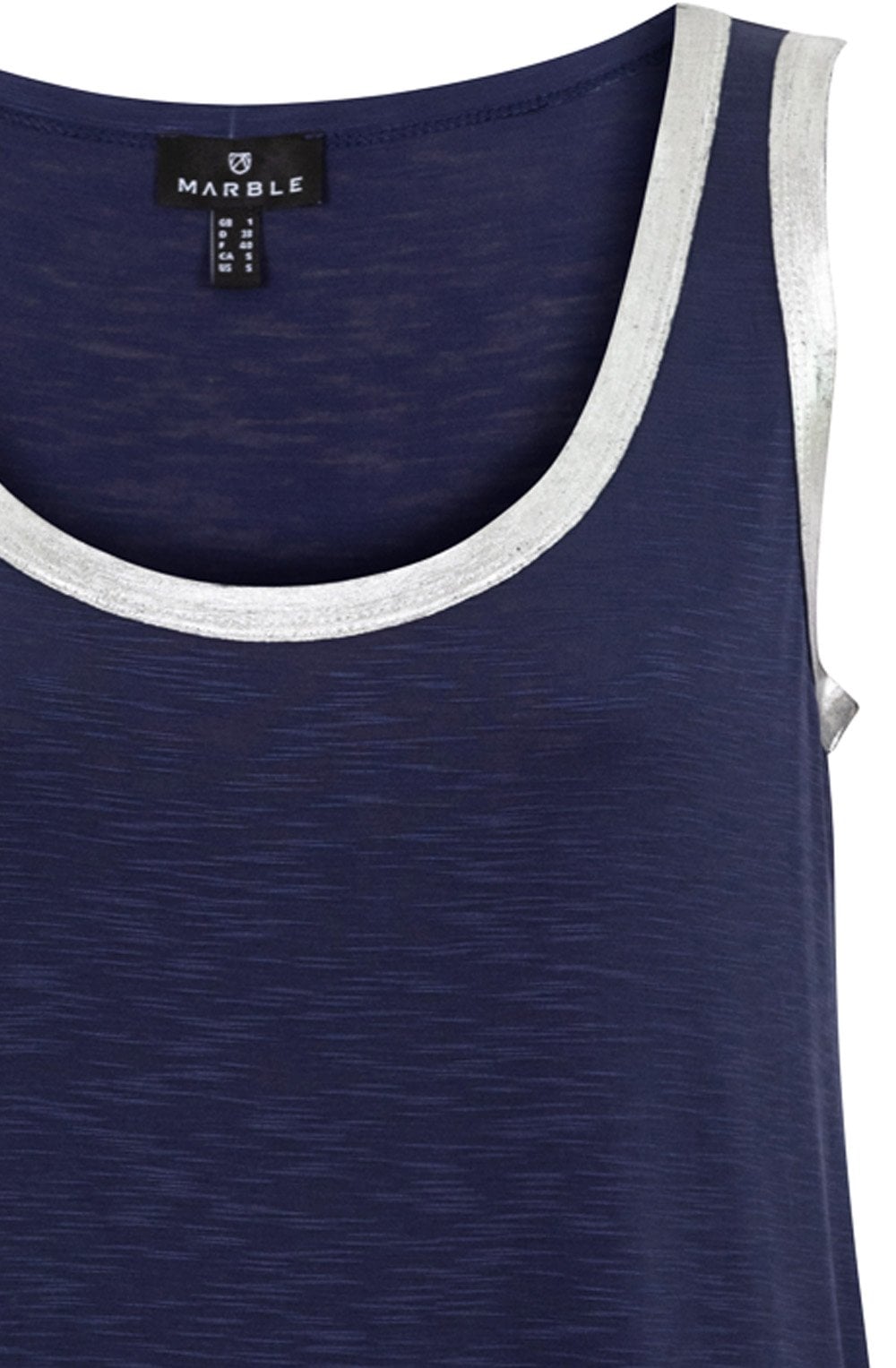 Navy Silver Shimmer Vest Top