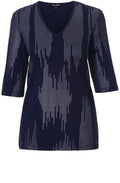 Navy & Silver Spot Print T Shirt
