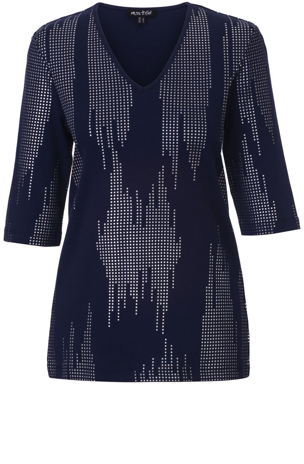 Navy & Silver Spot Print T Shirt