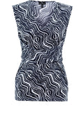Navy Sleeveless Wrap Top