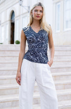Navy Sleeveless Wrap Top