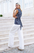 Navy Sleeveless Wrap Top
