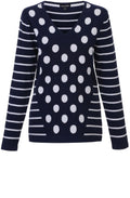 Navy Spot & Stripe Print Jumper