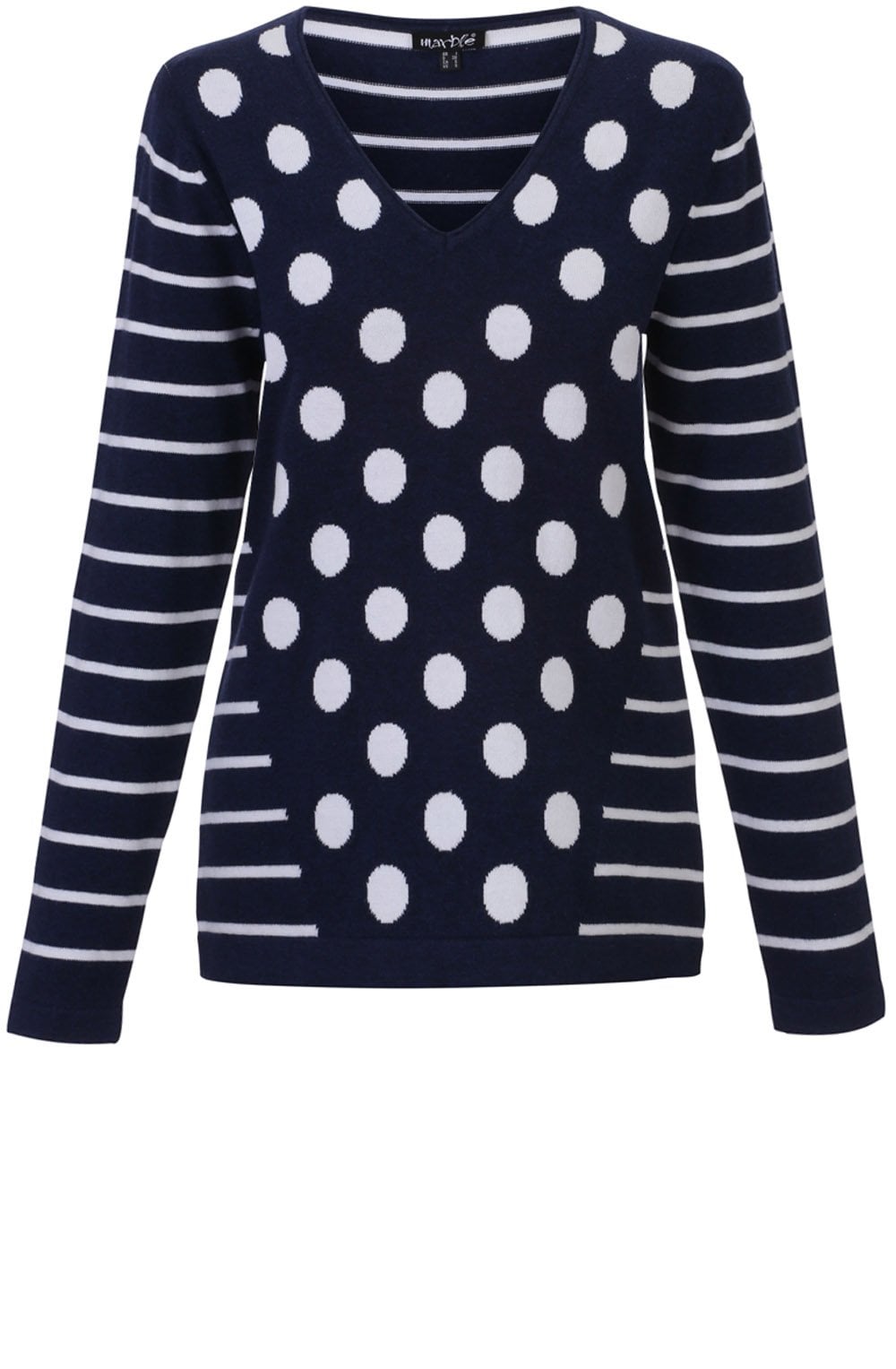 Navy Spot & Stripe Print Jumper