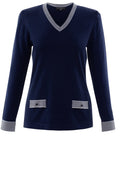 Navy Striped Edged Jumper