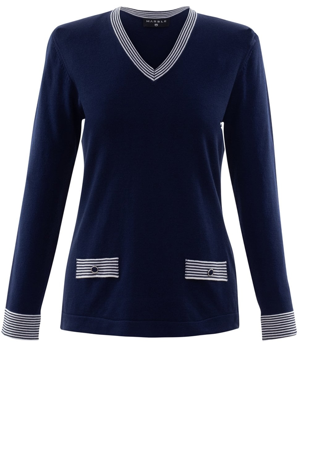Navy Striped Edged Jumper