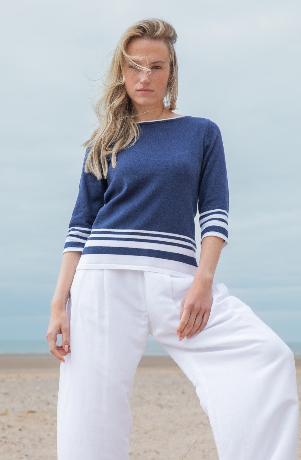 Navy Striped Hem Jumper