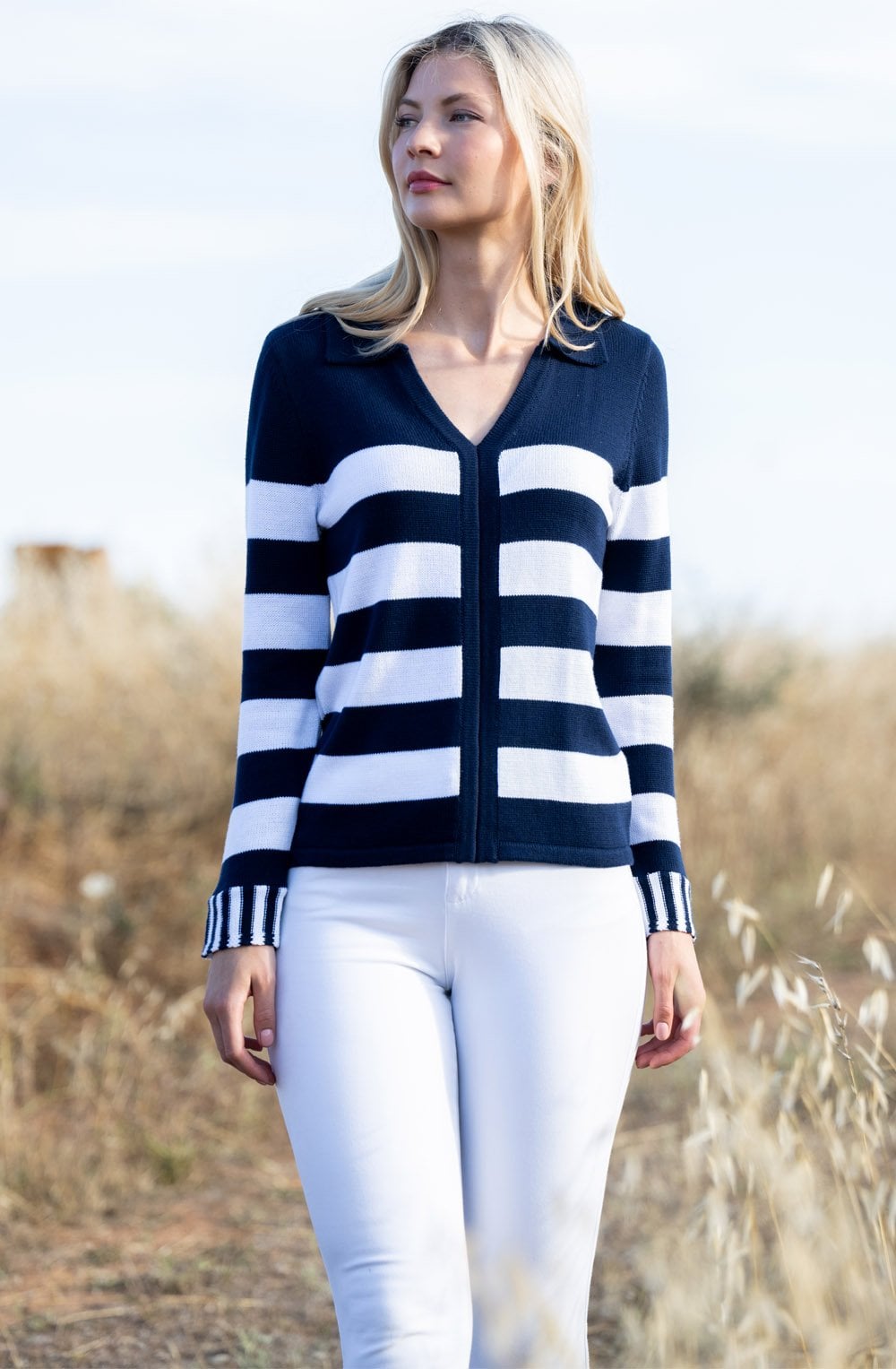 Navy Striped Relaxed Jumper