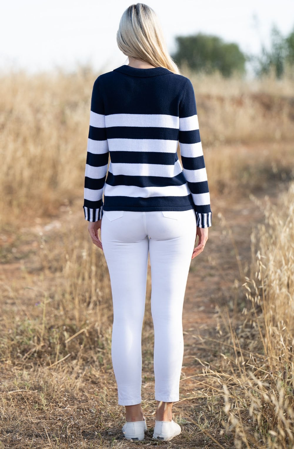 Navy Striped Relaxed Jumper