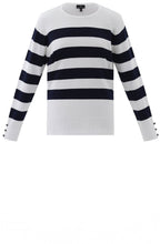 Navy Stripes Button Cuff Jumper