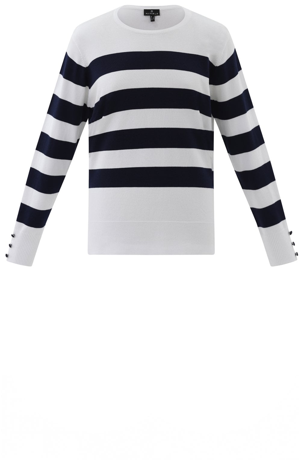 Navy Stripes Button Cuff Jumper