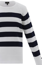 Navy Stripes Button Cuff Jumper