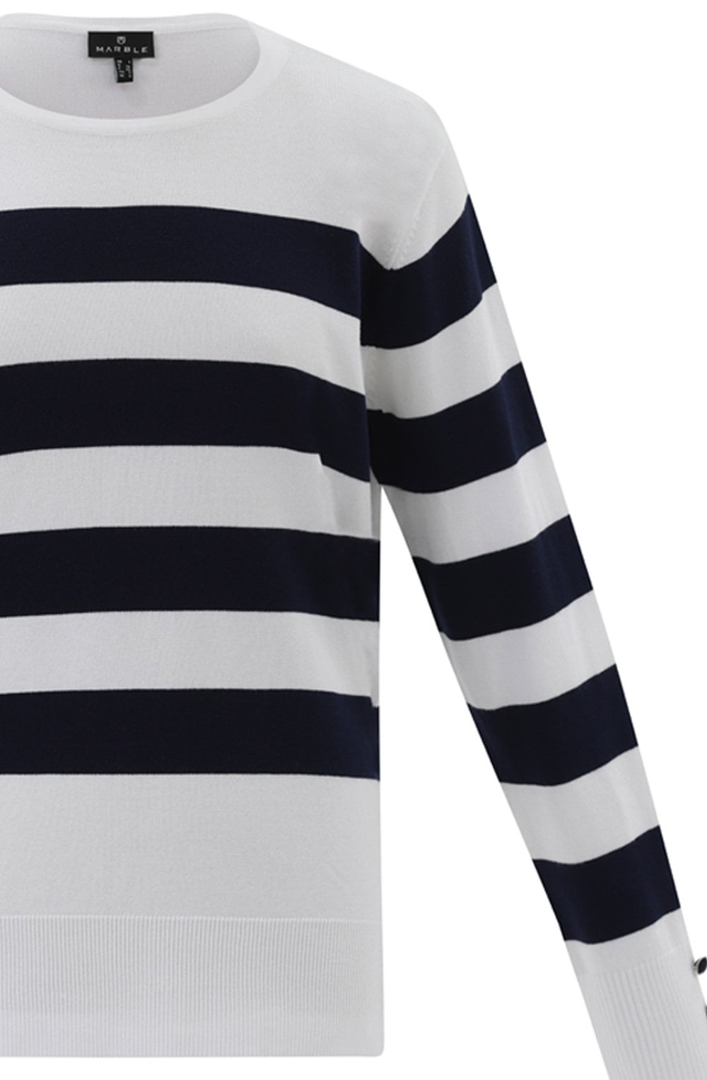 Navy Stripes Button Cuff Jumper