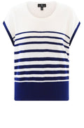 Navy Textured Knit Cap Sleeve Top