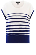 Navy Textured Knit Cap Sleeve Top